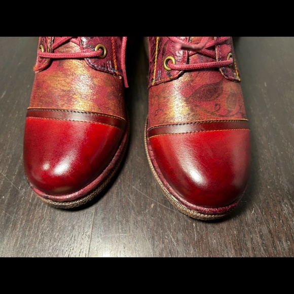 L'Artiste by Spring Step Leather Boots Fallinluv Bordeaux Size EU 38/US 7.5-8 - Picture 5 of 16